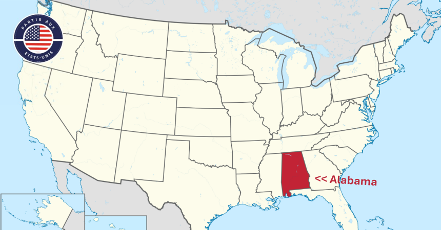 Alabama : situation sur la carte des Etats Unis
